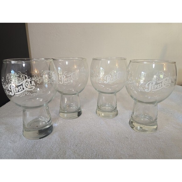 Vintage 1970s Pepsi Cola Glass Tumblers Set of Four -Clear Stars - Picture 1 of 5